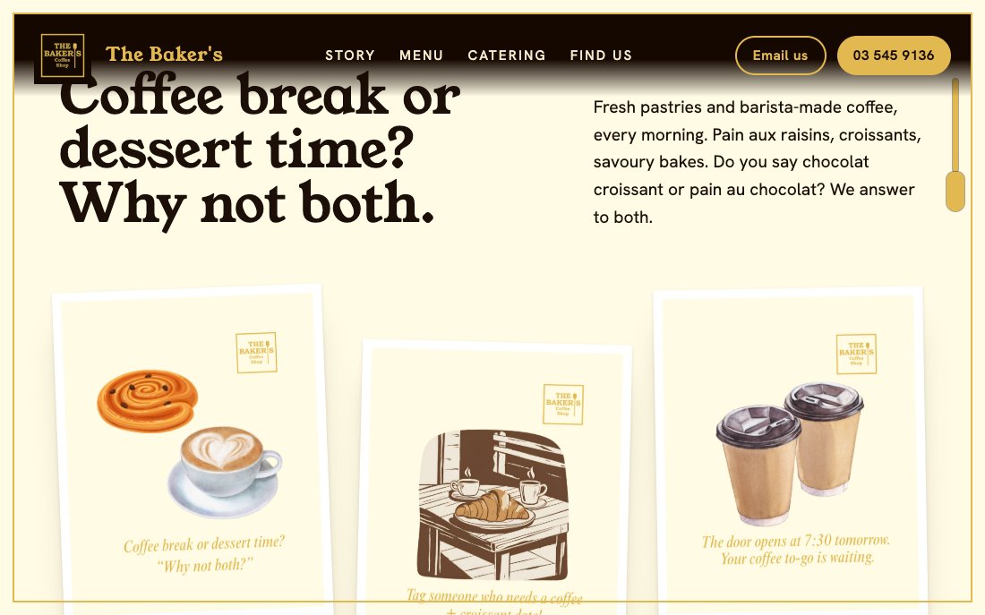 The Baker's Coffee Shop pastry selection